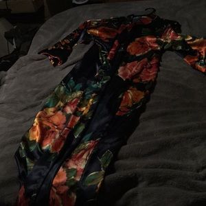 Long silk floral robe